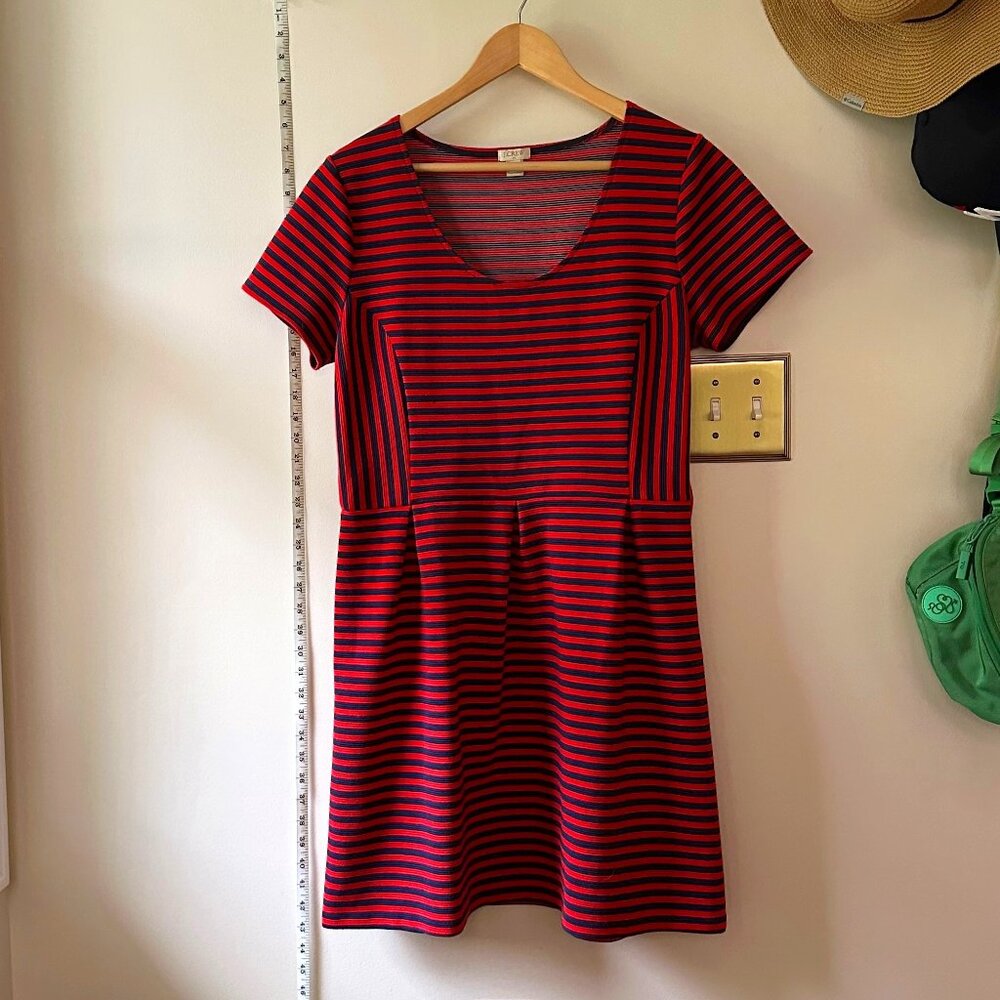 JCrew striped a-line dress, 14, red and navy